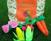 Felt Garden Veggie set with Personalized Tote Bag