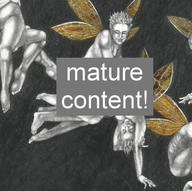 Fornicating Fairies 1 - 12x18 inch print - mature and very rude fairy orgy