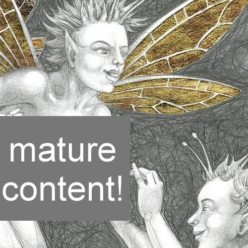 Fornicating Fairies 3 - a mature and very rude fairy orgy at the more discrete size of 5x7 inches - signed art print