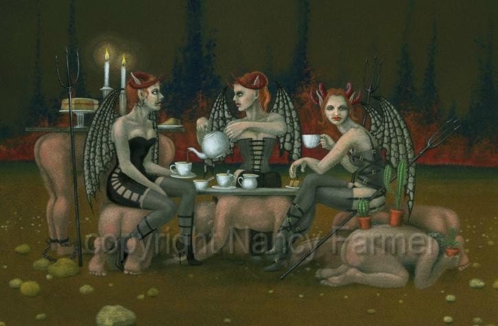 Devils Tea Party - signed 5x7 inch giclee art print