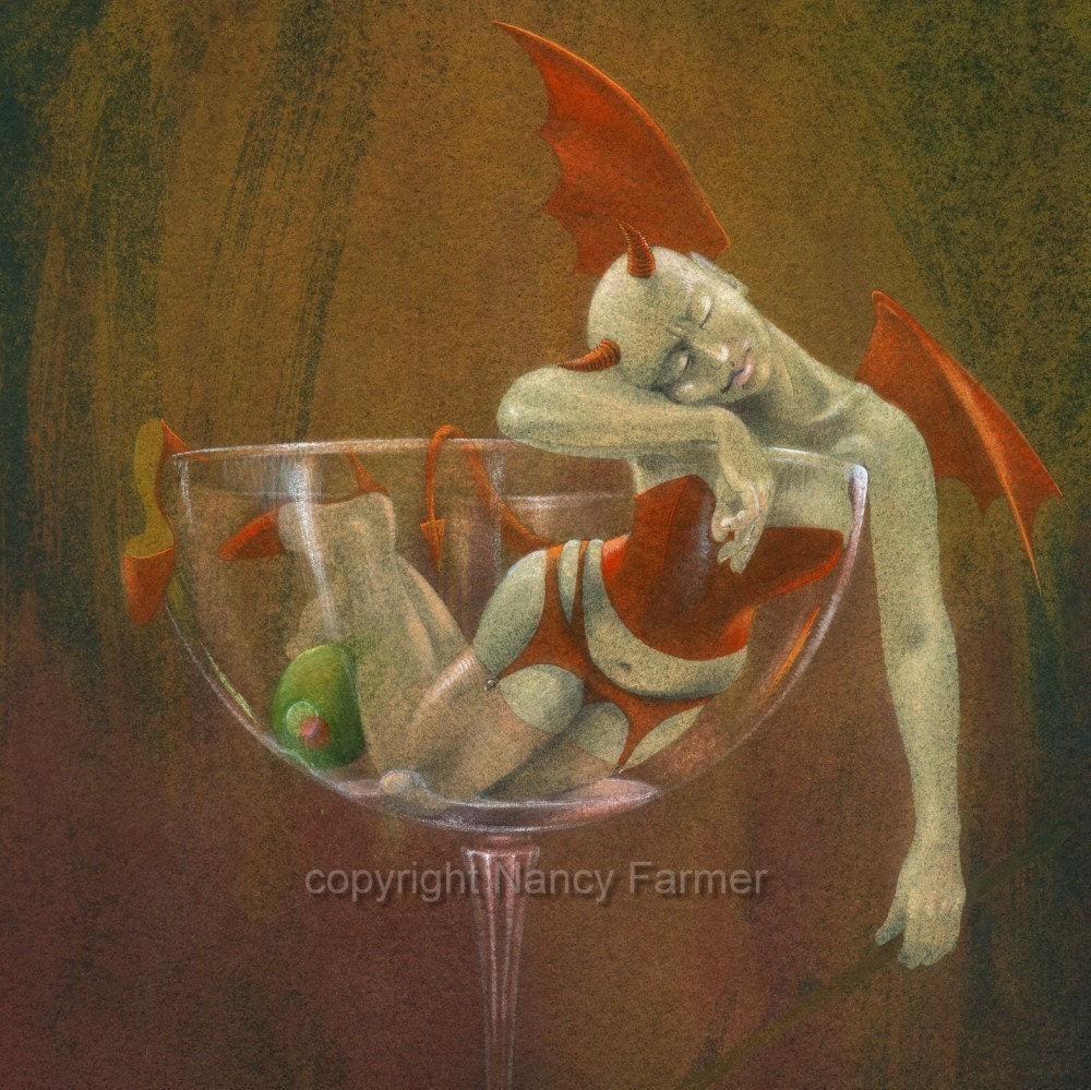Demon Drink - signed giclee print - 5x7 inches