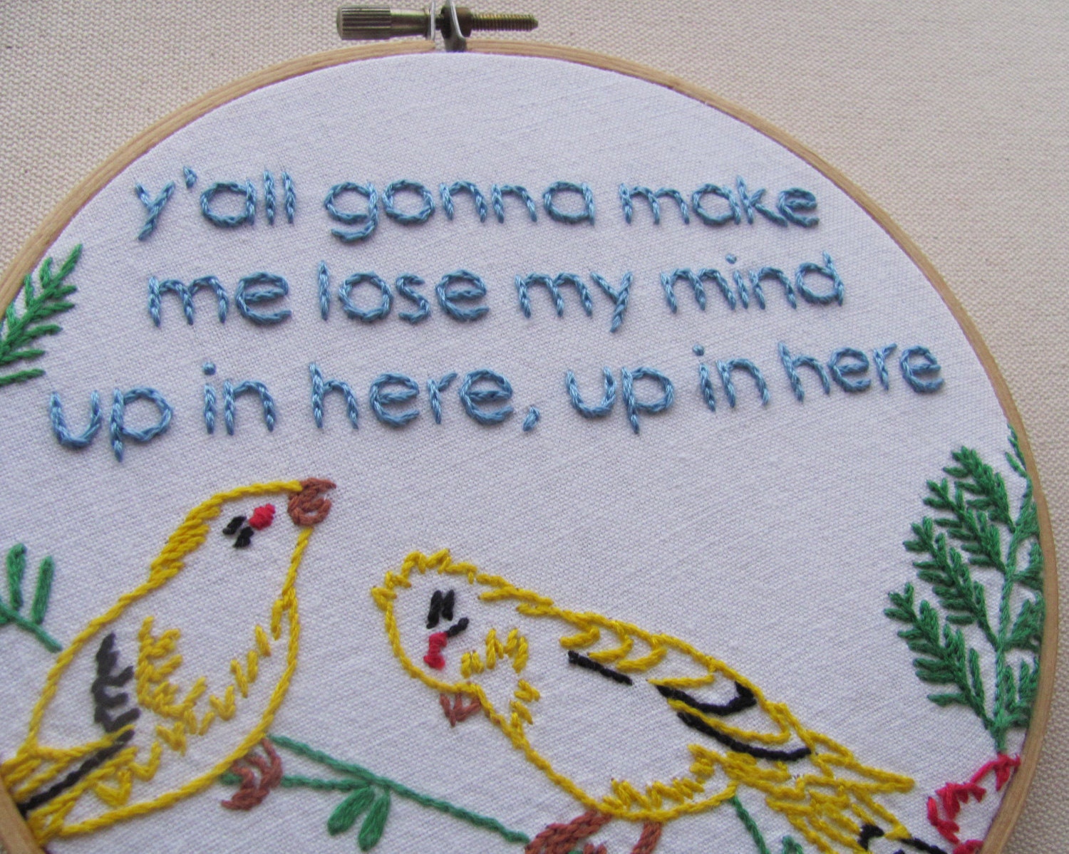 Embroidered Rap Lyrics: Party Up by DMX - In Round Embroidery Hoop