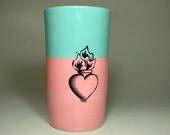 cylinder sacred heart (blue green/bubblegum) - Made to Order