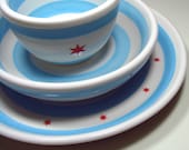 Chicago Flag. Simple 3 piece Place Setting (Made to Order)