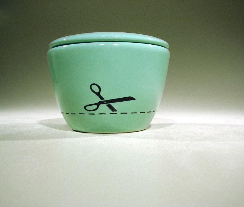 lidded bowl cut-it-out (blue green) - Made to Order/ Pick Your Colour