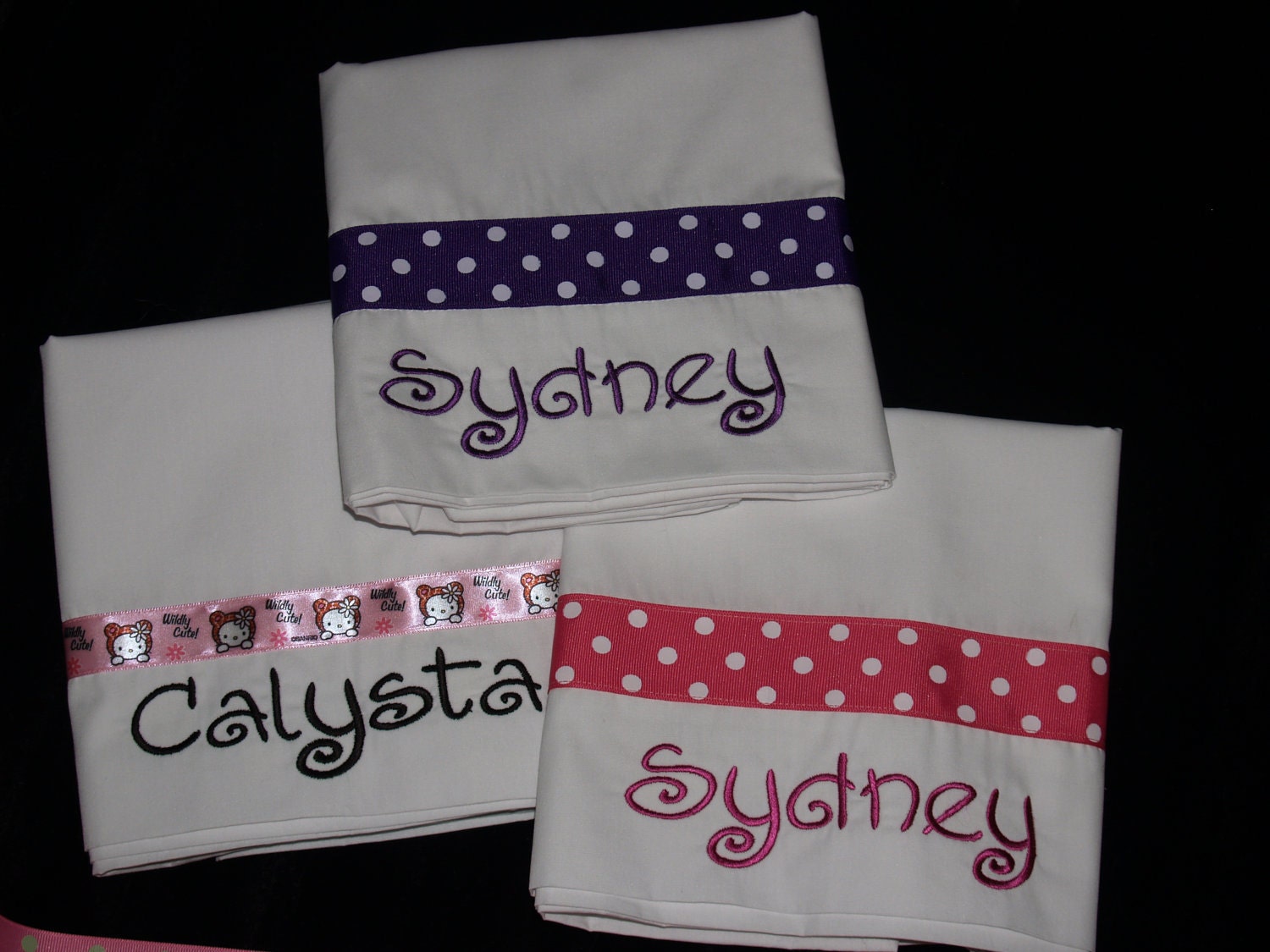 Custom Embroidered Personalized Pillowcase by BellaBubbleMonster