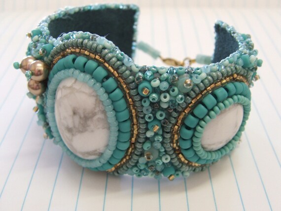 Progressive Sale..... 30% Off.....Okeanos Hand Embroidered Cuff  -LAB3