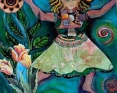 Original Mixed Media Collage  Painting - Dancing Tree Goddess -