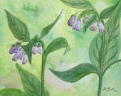 Watercolor Painting, Botanical Art, Purple Lavendar Flowers, Green Purple Herbs, Original Painting, Home Decor, Mother's Day