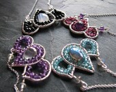 Gemstone Lotus Necklace, PICK YOUR COLORS Lotus Necklace, Sterling Silver, by Amber Bryce Jewelry