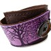Leather Cuff Bracelet Wrap, Tree Silhouette Print in Brown & Purple, Adjustable Size - SALE - see Shop for Coupon Codes...