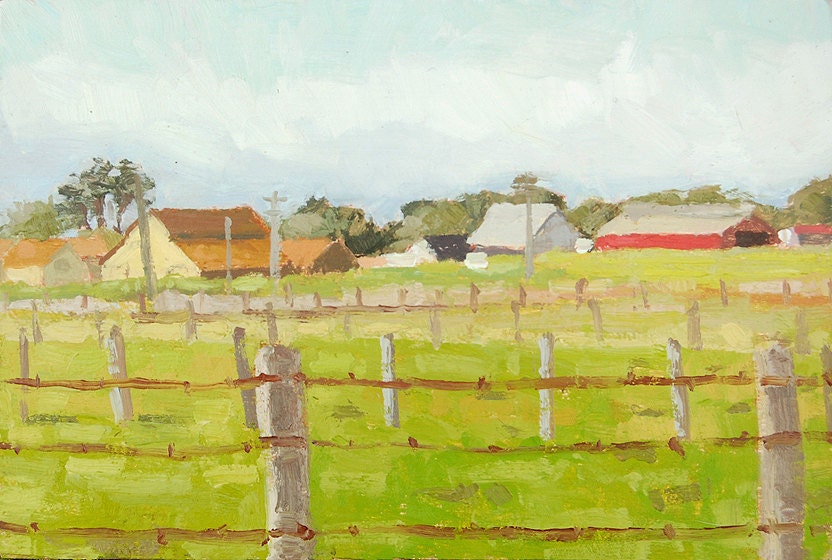 Field with Fences in the Arcata Bottoms painting by Andrew Daniel