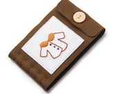 Large Wool Needle Book, Embroidered Coat, Handmade, Needle Storage, Sewing Accessory, Brown Wool