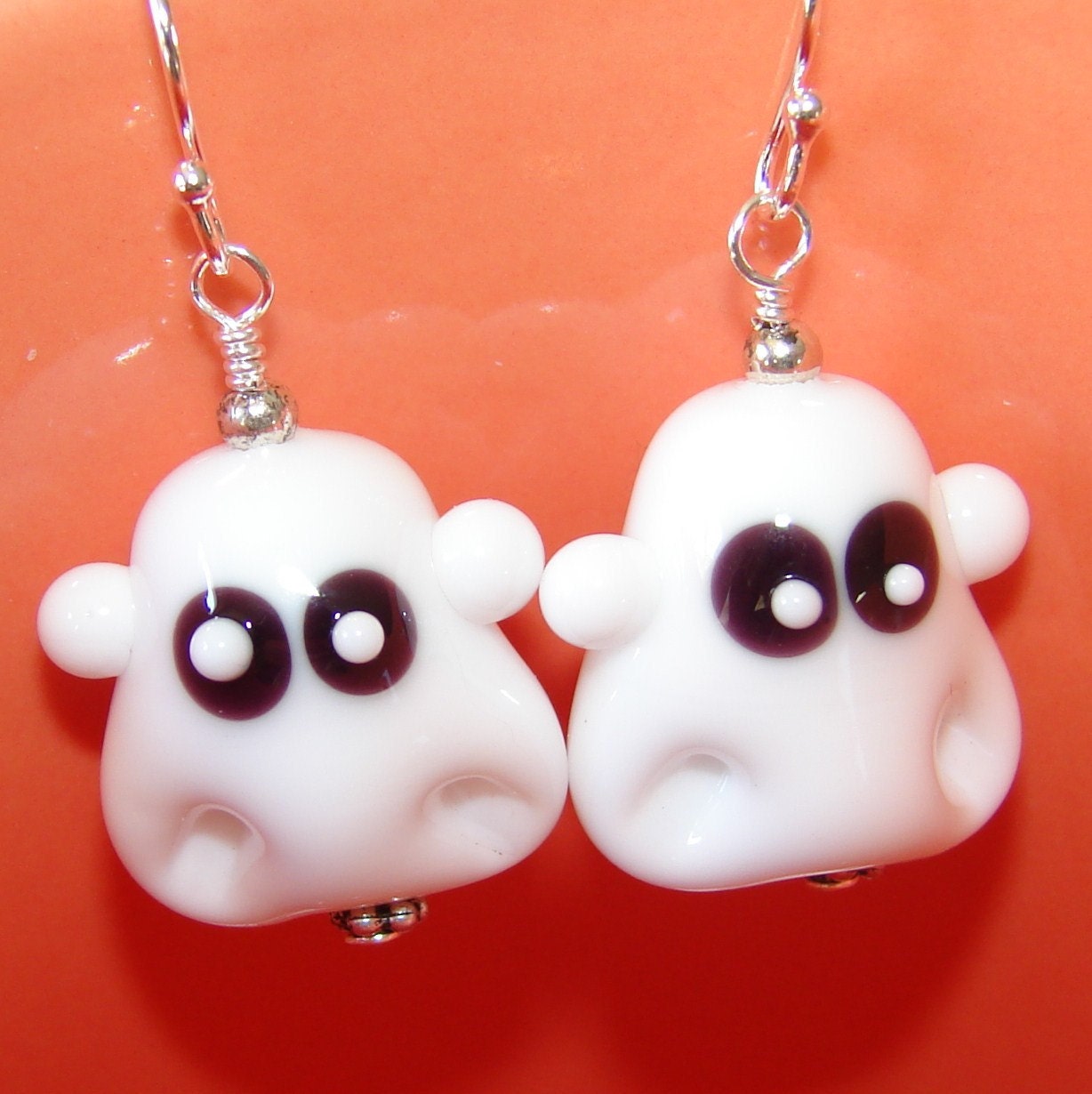 SPRING CLEANING SALE Friendly Ghost handmade lampwork earrings