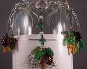 Grape Theme Bottle Decoration, Wine Glass Charms Set