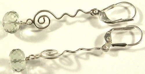 AAA Green Amethyst and Sterling Silver Earrings - Dew Drops