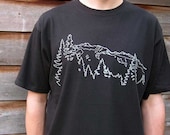 Mens T shirt - Organic Cotton - Mountain Ridge - Black - M or XL - SALE 15% OFF