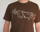 Organic Cotton Mens T shirt with Mountain Ridge in Brown - SALE 15% OFF