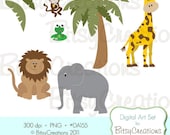 Jungle Animals 1 Digital Art Set Clipart INSTANT DOWNLOAD
