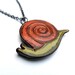 Orange and Green Retro Snail Necklace - Slow Down