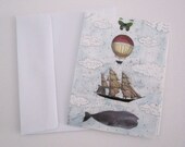 Whale Cards , Whale Postcards , Blank Noteflats , Whimsical Whale Art
