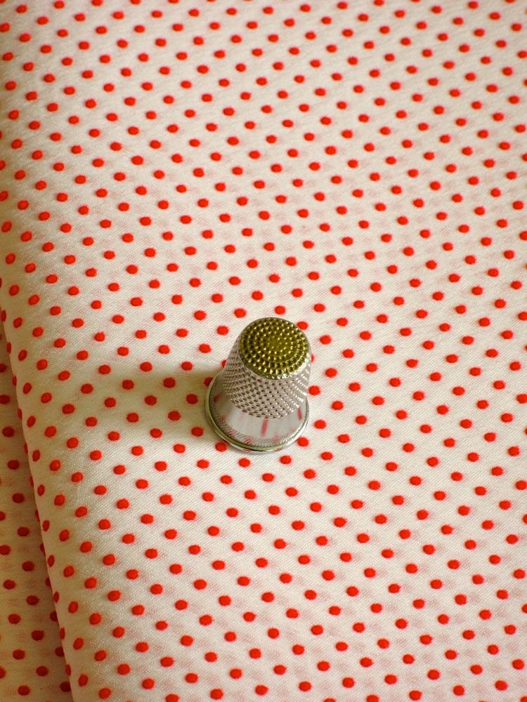 Classic Vintage Dotted Swiss Fabric Red Dots Nylon by ohthisnose