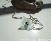 Lucite Flower with Sterling Silver Heat and SterlingSilver Necklace