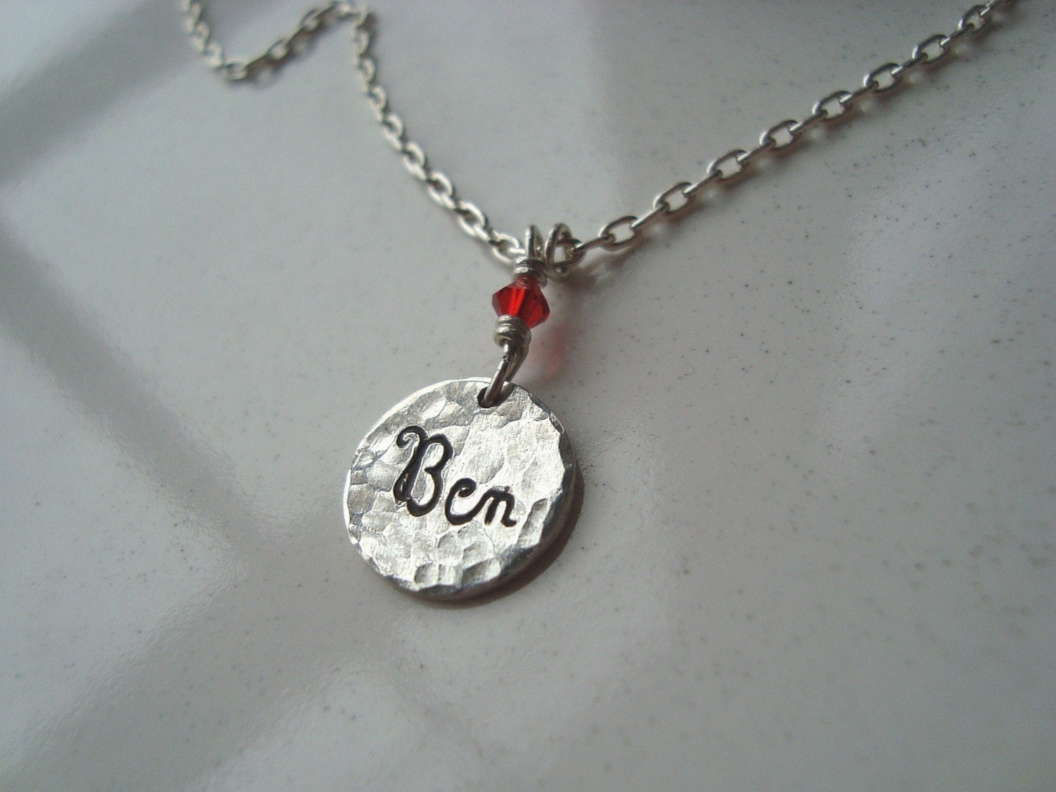 SILVER  Charm Tag Hand Engraved and Personalized with Name of  Your Choice on  BOTH  Sides with Birthstone