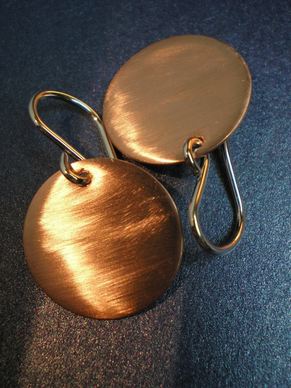 Brushed Copper Discs - Earrings - Sultry