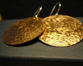 Copper Hammered Disc Earrings - Maxi Sized