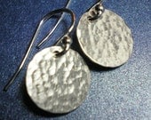 Argentium Sterling Silver Hammered Disc Earrings - Mini Version