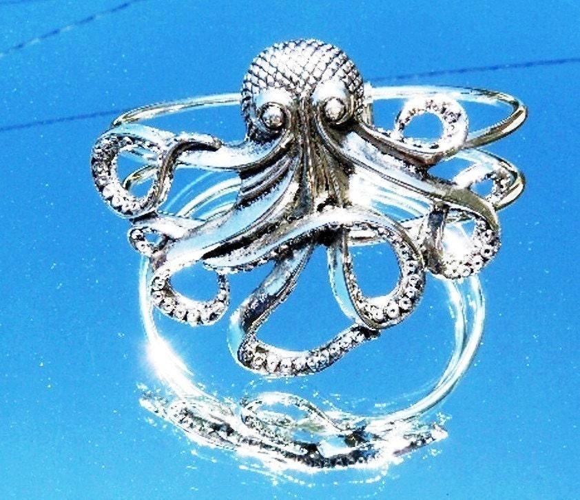 Octopus Silver Cuff  Bracelet