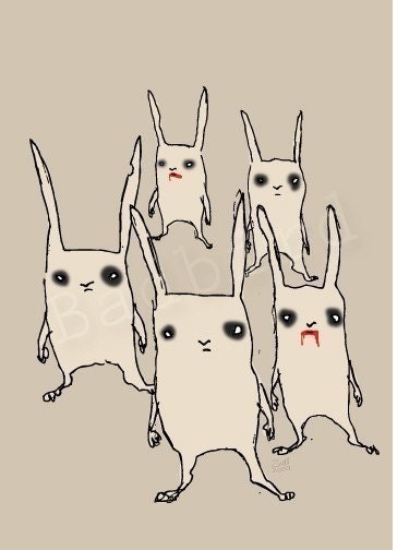 Zombie Rabbits, Limited Edition Fine Art Print, 8x10