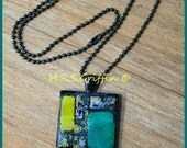 Yellow and Teal Mosaic Pendant 31