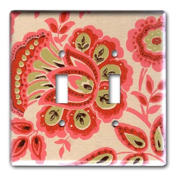 Funky Fab Floral 1960's Vintage Wallpaper Double Switch Plate