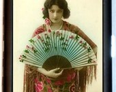 Spanish Senorita Art Nouveau Woman with Fan Matador Cigarette ID Case Business Card Holder Wallet
