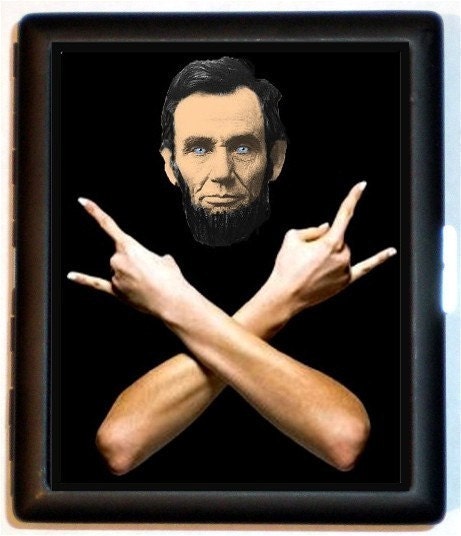 Abolitionist Civil War Preseident Abraham Lincoln Ultimate Rocker Black Metal Cigarette Id Case Business Card Holder Wallet