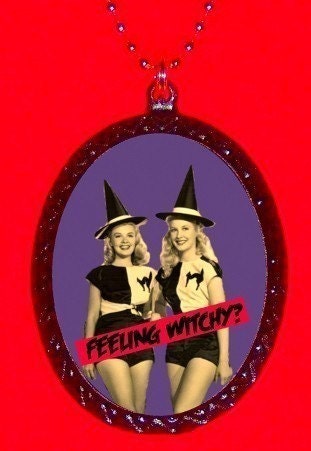 Feeling Witchy Pendant Necklace Pinup Witch Halloween Goth Gothic Fifties Retro 