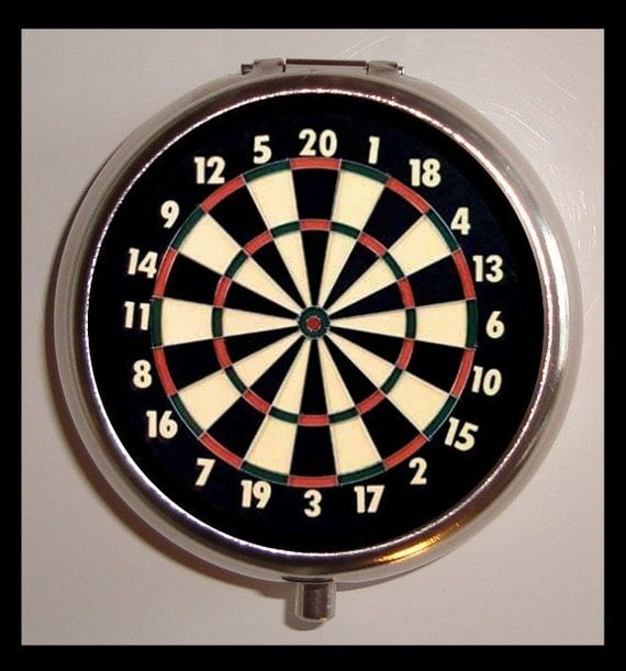 Dart Board Bar Darts Pop Art Design Sweetheartsinner Stainless Steel Pill Box Case-Holds Pills, Vitamins, Guitar Pics, and more