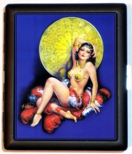 Exotic Gypsy Style Cleopatra Egyptian Revival Flapper by Moon Cigarette Id Case Business card Holder Wallet