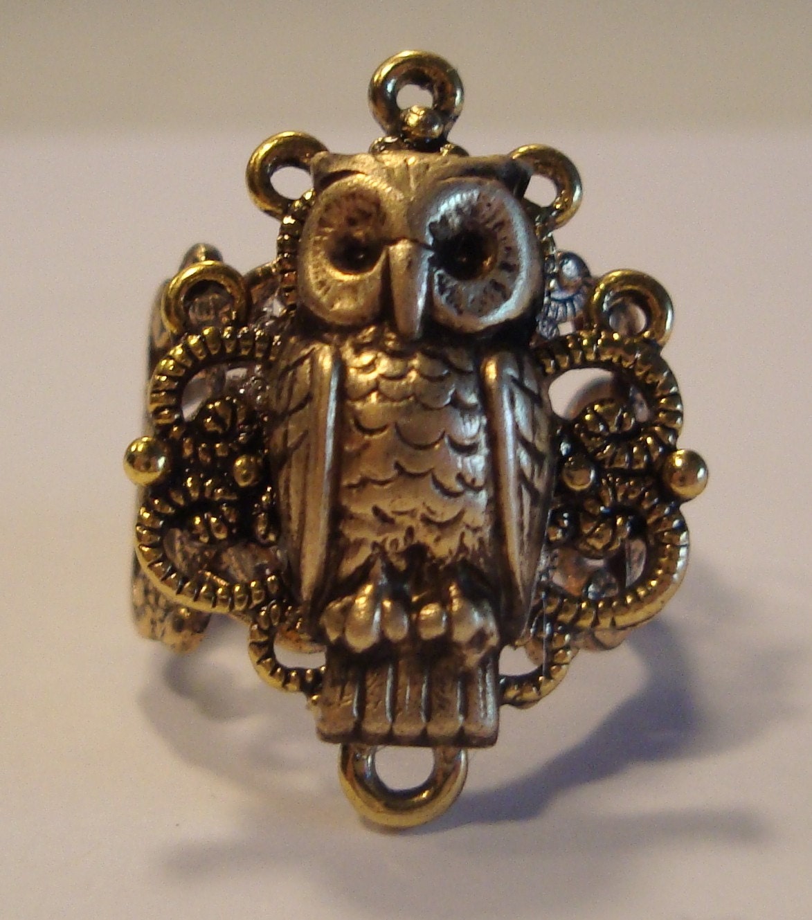 Victorian Steampunk NOCTUA Brass Owl Ring