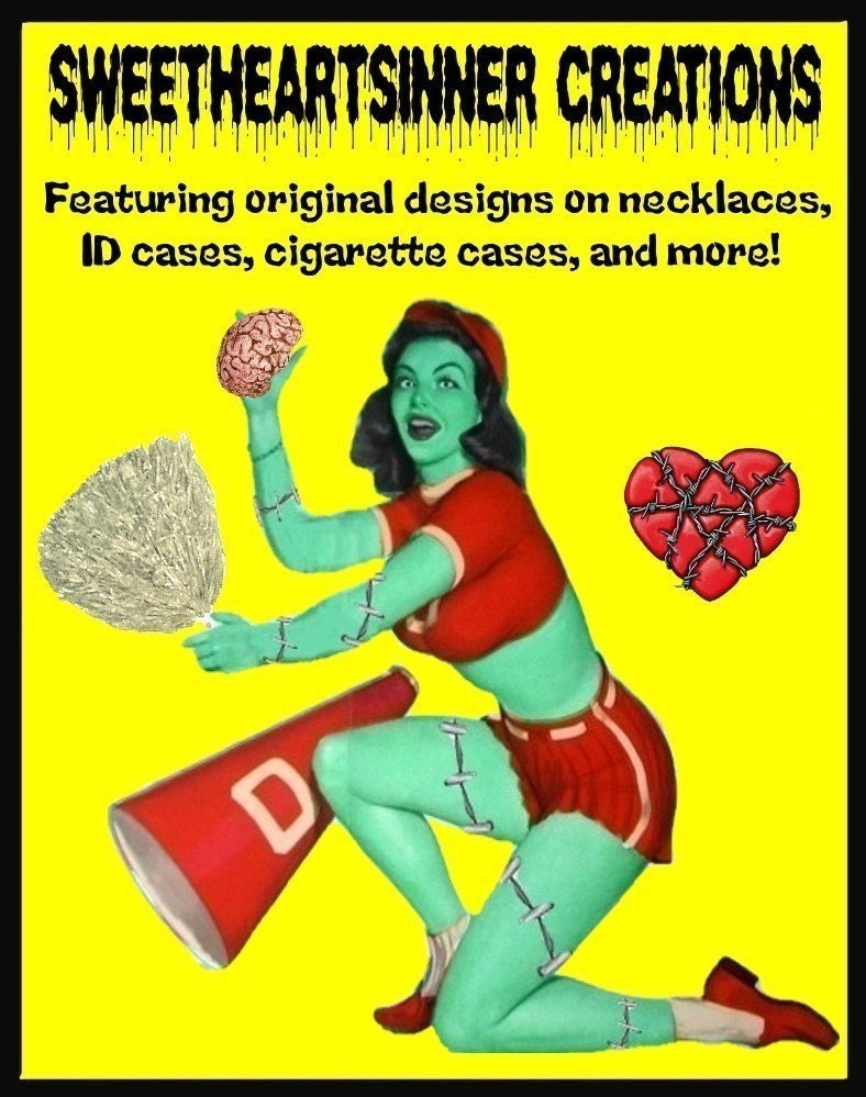 Robot Romance Fun and Sexy gal with Robot Lover Cigarette Credit Card or ID Case