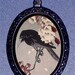 Japanese Crow with Cherry Blossoms Woodblock Raven Spooky Gothic Goth Handcasted DIY Necklace
