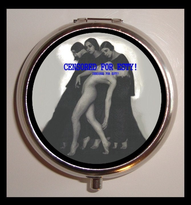 Three Graces Art Deco Women Art Nouveau Design Pill Box Pillbox Case Holder for Vitamins Drugs Birth Control