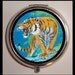 Growling Tiger Vintage Japanese Painting Design Sweetheartsinner Stainless Steel Pill Box Case-Holds Pills, Vitamins, Guitar Pics, and more