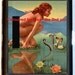 Nude in Pond with OCTOPUS small tenacles gripping towards her in angelic horror Cigarette or Business Card Case Wallet
