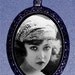 Very Sexy Pouty Lip Flapper Girl Classy Expression Handcrafted Handcasted Metal Pendant Handpainted Black with silvertone ballchain necklace