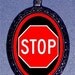 Stop Sign Put on the Red Light Punk Rock Handcrafted Handcasted Metal Pendant Handpainted Black with silvertone ballchain necklace