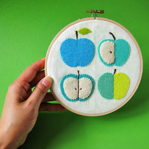 Blue green apples wall hanging