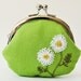 coin purse white daisies on grass green